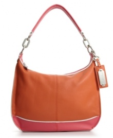 Take the colorblock trend by storm! This gorgeous look by Tignanello features a colorblock body, interlocking chain detailed straps and polished silvertone hardware. Take the colorblock trend by storm! This gorgeous look by Tignanello features a colorblock body, interlocking chain detailed straps and polished silvertone hardware.