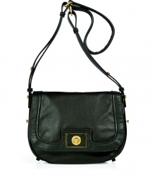 Detailed with a logo-engraved turnlock closure, Marc by Marc Jacobs deep green leather small messenger bag lends just the right dose of ladylike to your look - Flap with turnlock closure, belted shoulder strap, 2 inside front wall slot pockets - Sling across for work, school, or weekend shopping trips Detailed with a logo-engraved turnlock closure, Marc by Marc Jacobs deep green leather small messenger bag lends just the right dose of ladylike to your look - Flap with turnlock closure, belted shoulder strap, 2 inside front wall slot pockets - Sling across for work, school, or weekend shopping trips