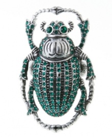 The secret of success. As a symbol of good luck, a scarab adorns this adjustable ring from Lucky Brand. Embellished with glittering green Czech glass accents, it's made in silver tone mixed metal. Ring adjusts to fit finger.