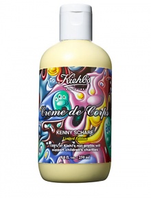 In collaboration with Iconic Pop Surrealist Kenny Scharf, Kiehl's will raise $200,000 for children's causes around the world. In the United States, 100% of net profits (up to $100,000) will support RxArt, a non-profit national organization committed to fostering artistic expression and awareness through the challenging, yet rewarding task of engaging young patients through contemporary art in pediatric hospitals. In collaboration with Iconic Pop Surrealist Kenny Scharf, Kiehl's will raise $200,000 for children's causes around the world. In the United States, 100% of net profits (up to $100,000) will support RxArt, a non-profit national organization committed to fostering artistic expression and awareness through the challenging, yet rewarding task of engaging young patients through contemporary art in pediatric hospitals.