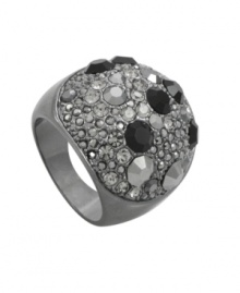 Stylishly shaped. A dramatic dome silhouette defines this chic cocktail ring from City by City. Embellished with glittering marcasite and clear crystal accents, it's set in hematite tone mixed metal. Sizes 5, 6, 7, 8 and 9. Stylishly shaped. A dramatic dome silhouette defines this chic cocktail ring from City by City. Embellished with glittering marcasite and clear crystal accents, it's set in hematite tone mixed metal. Sizes 5, 6, 7, 8 and 9.