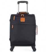 Gone for a spin. Once you experience the easy glide mobility of 360º spinners, you'll never give this chic bag a break. Following your every move, the full-featured upright is built extremely lightweight with two exterior pockets and two interior pockets. 2-year warranty.