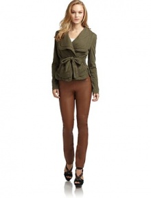 THE LOOKDraped frontAngled pocketsTie waistTHE FITAbout 23 from shoulder to hemTHE MATERIALBody: cotton/modal rayonFill: polyesterCARE & ORIGINDry cleanImportedModel shown is 5'8 (172½cm) wearing US size Small. THE LOOKDraped frontAngled pocketsTie waistTHE FITAbout 23 from shoulder to hemTHE MATERIALBody: cotton/modal rayonFill: polyesterCARE & ORIGINDry cleanImportedModel shown is 5'8 (172½cm) wearing US size Small.