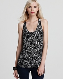 Exclusively at Bloomingdale's, an intricate lace print infuses this Joie silk tank with romance. Exclusively at Bloomingdale's, an intricate lace print infuses this Joie silk tank with romance.