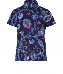 Work an iconic paisley into your poolside look with Etros eye-catching printed polo - Classic collar, short sleeves, partial button placket, side slits - Slim fit - Wear over swim trunks with bright leather flip-flops