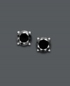 Precision style in a bold, new color! Diamonds take an edgy turn in this statement-making shade. Round-cut black diamonds (5 ct. t.w.) stand out against a polished, 14k white gold post setting. Approximate diameter: 7-3/4 to 8-1/10 mm.