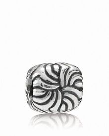 The shifting pattern on this oxidized silver PANDORA charm is reminiscent of changing ocean currents. The shifting pattern on this oxidized silver PANDORA charm is reminiscent of changing ocean currents.