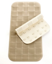 Slip no more! Make your shower safe and secure with this Linear tub mat from Charter Club, featuring a stripe design that's comfortable to the foot as well as suction cups at bottom for a sure grip. Slip no more! Make your shower safe and secure with this Linear tub mat from Charter Club, featuring a stripe design that's comfortable to the foot as well as suction cups at bottom for a sure grip.