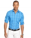 Turn on the brights. This plaid shirt from Alfani is a vivid visual in a sea of neutrals.