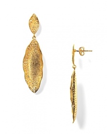 Update your look with Melinda Marie's striking pod drop earrings. In hammered gold with pavé crystals on outer rim. Update your look with Melinda Marie's striking pod drop earrings. In hammered gold with pavé crystals on outer rim.