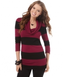 It's Our Time's rugby sweater channels your school spirit! The fitted shape highlights your curves for a sexy boyfriend-fit. It's Our Time's rugby sweater channels your school spirit! The fitted shape highlights your curves for a sexy boyfriend-fit.