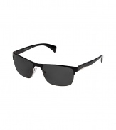 Sleek and sophisticated, Pradas McNamara sunglasses lend a cool modern finish to every outfit - Shiny black and silver-toned metal frames, carbon semi-mirrored lenses, shiny black acetate handles with silver-toned metal L-shaped inert at temples with logo engraving, clear nose-pieces - Lens filter category 3 - Comes with a logo embossed hard carrying case - An edgy choice perfect for all four seasons