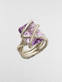 From the Cable Wrap Collection. A beautiful lavender amethyst stone surrounded by dazzling diamonds and cables. Diamonds, .29 tcw Lavender amethyst Sterling silver Width, about ½ Imported From the Cable Wrap Collection. A beautiful lavender amethyst stone surrounded by dazzling diamonds and cables. Diamonds, .29 tcw Lavender amethyst Sterling silver Width, about ½ Imported