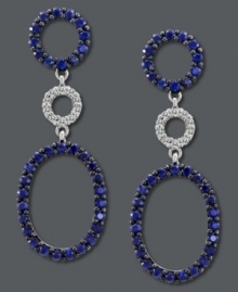 Blue-hued sparkle. Le Vian's stunning earrings feature cut-out circles and ovals decorated by round-cut sapphires (1-7/8 ct. t.w.) and diamonds (1/8 ct. t.w.). Set in 14k white gold. Approximate drop: 1-1/2 inches. Blue-hued sparkle. Le Vian's stunning earrings feature cut-out circles and ovals decorated by round-cut sapphires (1-7/8 ct. t.w.) and diamonds (1/8 ct. t.w.). Set in 14k white gold. Approximate drop: 1-1/2 inches.