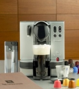 The beautiful art of espresso now has an appliance to suit, crafted with a brilliant die-cast front and stainless steel drip tray. The patented coffee capsule system provides fast, hassle-free brewing, facilitating the ideal flow of water through ground coffee for the richest flavors and aromas. One-year warranty. Model EN680.M.