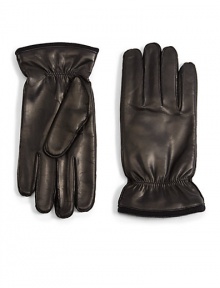THE LOOKButtery leather with cinched detail at cuffsTHE MATERIALLeatherLinedCARE & ORIGINDry cleanImported THE LOOKButtery leather with cinched detail at cuffsTHE MATERIALLeatherLinedCARE & ORIGINDry cleanImported