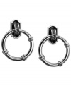 Announce your arrival. This pair of earrings from T Tahari is crafted from silver-tone mixed metal with black resin accents coming together in a doorknocker motif. Approximate drop: 1-1/2 inches.