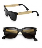 Sleek, smooth two-toned frames exude city cool, crafted in lightweight acetate and metal. Available in yellow gold metal and black frames with black lenses.Acetate/metal100% UV ProtectionMade in Italy