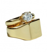 Take a glamorous stance on modernity this season with Maison Martin Margielas crystal embellished cocktail ring - Layered effect in front - Wear for cocktails with Little Black Dresses, or dress down for day with rocker-chic separates