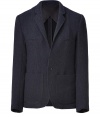 An ultra cool take on the classic blazer, Eduns wool twill jacket is a contemporary staple with endless pairing possibilities - Notched micro-lapel, long sleeves, double slit chest pockets, black trimmed patch pockets, single button closure, double back vents - Contemporary straight fit - Team with everything from jeans and tees to sleek button-downs and tailored trousers