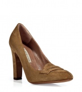 The perfect transitional shoe, suede pumps will bring your spring style full circle - Loafer-style, chunky heel - Pair with a pencil skirt or cropped trousers and a blouse