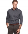 Handsome fitted vertical stripe shirt by Tasso Elba.