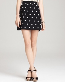 Playful and feminine in a eye-catching polka dot print, this MARC BY MARC JACOBS skirt boasts charming ruffle detail at the waist for a flirty workday.