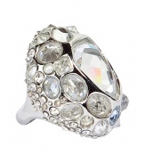 Stylish ring from hot New York designer Alexis Bittar - Incredibly glam, large, oval shape - Fine silver look, set with different sizes of brilliant cut crystal stones - Very high quality costume jewelry - An accessory that attracts attention - Not only for evening, but even for use during the day (with an office outfit)