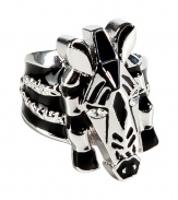 Inject playful style into your day-to-night look with this zebra-shaped ring from Marc by Marc Jacobs - Etched silver tone brass ring with two-tone zebra-shaped details, glass stone eye embellishment - Perfect for an elevated jeans-and-tee ensemble