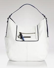 Juicy Couture makes chic work of this season's modern bend with this leather hobo bag, boating a shoulder-perfect size and shapely silhouette. In a fresh-for-the-season shade, it's the white way to carry on. Juicy Couture makes chic work of this season's modern bend with this leather hobo bag, boating a shoulder-perfect size and shapely silhouette. In a fresh-for-the-season shade, it's the white way to carry on.