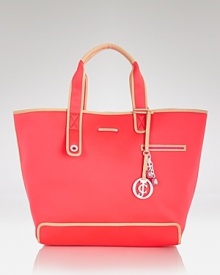 Carry this season's surf-inspired trend with this neoprene tote from Juicy Couture. Whether beach bound or simply strolling the city streets, this boldly-hued bag is sure to make waves. Carry this season's surf-inspired trend with this neoprene tote from Juicy Couture. Whether beach bound or simply strolling the city streets, this boldly-hued bag is sure to make waves.
