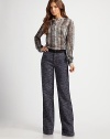 Inspired by wide-leg denim, a sophisticated tweed style with down-to-earth elegance.Button closureZip flyBack pocketsInseam, about 9 42% linen/40% cotton/17% viscose/1% silkMade in USA of Italian fabricDry clean