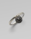 A bold dome of black pavé diamonds sits elegantly atop a signature twisted cable sterling silver band.Diamonds, 0.87 tcw Sterling silver Width, about ¼ Imported