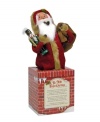 With his cheeks like roses and nose like a cherry, this Santa Claus figurine will make every Christmas merry. Chimney box features excerpt from the iconic holiday tale, The Night Before Christmas. Handcrafted by Byers' Choice.