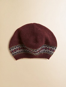 A classic beret is knit in a Fair Isle pattern from soft cotton and merino wool yarns to provide preppy style and superior warmth.Ribbed brimSeamed crown85% cotton/15% merino woolHand washImported A classic beret is knit in a Fair Isle pattern from soft cotton and merino wool yarns to provide preppy style and superior warmth.Ribbed brimSeamed crown85% cotton/15% merino woolHand washImported