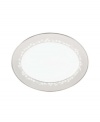 This large bone china platter will hold attention with a delicate floral design with textured white beads and elegant platinum trim. From Lenox's dinnerware and dishes collection. Qualifies for Rebate