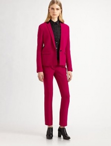 Slender lapels and a stark contrast collar define this vibrant, menswear-inspired design.Contrast collarNotched lapelsButton closureFlap pocketsFully linedAbout 24 from shoulder to hemWoolDry cleanMade in ItalyModel shown is 5'10 (177cm) wearing US size 4. Slender lapels and a stark contrast collar define this vibrant, menswear-inspired design.Contrast collarNotched lapelsButton closureFlap pocketsFully linedAbout 24 from shoulder to hemWoolDry cleanMade in ItalyModel shown is 5'10 (177cm) wearing US size 4.