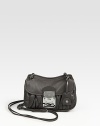 Sumptuous lambskin finished with an adjustable strap and polished hardware.Adjustable chain and leather shoulder strap, 23½-24 dropFlap-and-clasp coffer closureMetal letter logo detailOne inside zip pocketOne inside open pocketCotton/satin lining8¾W X 6H X 2½DMade in Italy