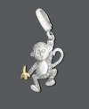 Go bananas every time you wear this adorable monkey. Charm features a swinging diamond dusted monkey holding a gold banana. Charm crafted in 14k gold and sterling silver. Lobster claw clasp. Approximate drop: 1-1/3 inches.