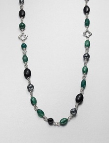 From the Bijoux Collection. A beautiful mix of semi-precious beads and sterling silver links in a long and elegant design. Malachite, green onyx, black onyx and hematiteSterling silverLength, about 36Toggle closureImported From the Bijoux Collection. A beautiful mix of semi-precious beads and sterling silver links in a long and elegant design. Malachite, green onyx, black onyx and hematiteSterling silverLength, about 36Toggle closureImported