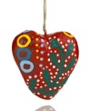 Express your love with an ornament from Heart of Haiti. Handcrafted in a women's co-op using recycled materials and traditional technique, this papier-mache heart is bursting with cheer.