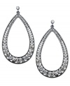 A look of timeless sophistication. These oval earrings from Bar III features crystal stones in a filigree setting. Crafted in hematite tone mixed metal. Approximate drop: 3-1/2 inches.