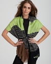 DIANE von FURSTENBERG combines the season's essential trends--bright color and bold stripes--in this ultra-chic scarf.