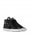 Luxe with a retro edge, these eyelet embellished sneakers from Golden Goose will kick your style into high gear - Round toe, lace up style, side star detail, exposed side-zip closure, mixed metal eyelets, stylishly distressed, contrasting rubber sole - Pair with jeans and leather jackets, or with micro minis and modern knits