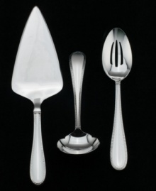 Only the renowned design of Vera Wang with the legendary craftsmanship of Wedgwood could combine to create the exquisitely detailed Lace flatware collection. Featuring a fine lace-inspired scroll edging and classic teardrop-shaped handles in stainless steel for a flawless presentation every day. Includes a cake server, gravy ladle and pierced tablespoon. Only the renowned design of Vera Wang with the legendary craftsmanship of Wedgwood could combine to create the exquisitely detailed Lace flatware collection. Featuring a fine lace-inspired scroll edging and classic teardrop-shaped handles in stainless steel for a flawless presentation every day. Includes a cake server, gravy ladle and pierced tablespoon.