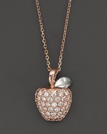 Diamond pavé-set apple pendant necklace in rose gold. Diamond pavé-set apple pendant necklace in rose gold.