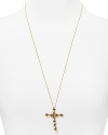 Cast in 14-karat gold and gunmetal plate, this House of Harlow 1960 necklace styles edgy glamor with its double sided cross pendant.