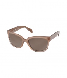 The perfect accessory for adding a glamorous edge to your outfit, Pradas taupe sunnies are a chic choice any way you wear them - Large square taupe acetate frames, grey lenses, silver-toned insert and printed logo at temples - Comes with a logo embossed hard carrying case The perfect accessory for adding a glamorous edge to your outfit, Pradas taupe sunnies are a chic choice any way you wear them - Large square taupe acetate frames, grey lenses, silver-toned insert and printed logo at temples - Comes with a logo embossed hard carrying case