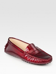 Timeless Gommini staple handcrafted in Italy of stamped patent leather for an airbrushed effect. Patent leather upperLeather liningRubber solePadded insoleMade in Italy