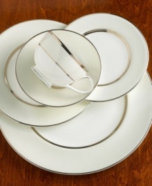 Set the table with elegance. A slightly textured pearlescent and platinum border melds with creamy white bone china to bring grace and style to any decor. Gravy stand not shown. Set the table with elegance. A slightly textured pearlescent and platinum border melds with creamy white bone china to bring grace and style to any decor. Gravy stand not shown.